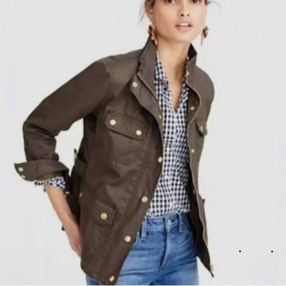 J. Crew Downtown Field Jacket Mossy Brown Olive Size Small Petite - Picture 5 of 17